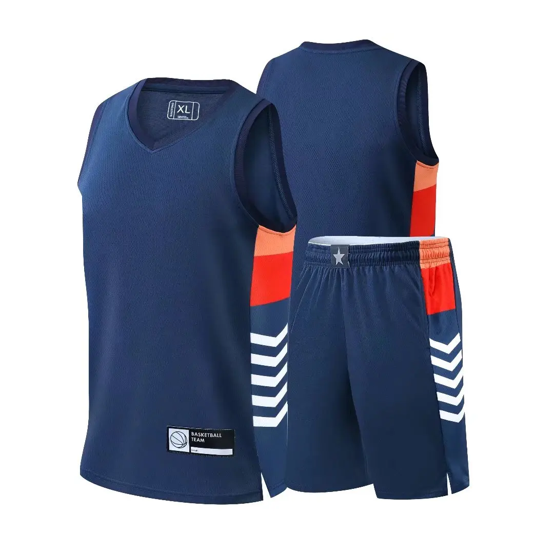 High Quality Men Basketball Jersey Sets Uniforms kits Cheap college Basketball tracksuits blank basketball training jersey set