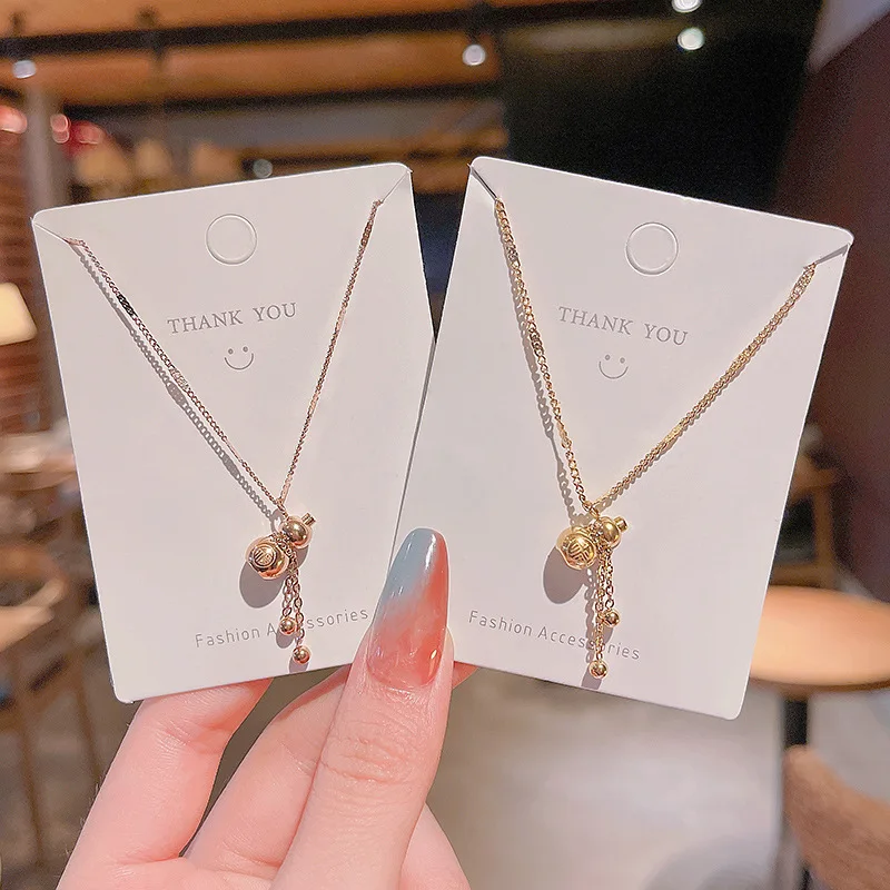 

Wholesale INS Trendy Gourd Titanium Steel Necklace Female Personality Creative Fashion Choker Chain