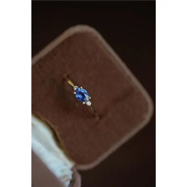 

Новинка, модное минималистичное овальное открытое регулируемое кольцо с инкрустацией аквамарином и бриллиантами для женщин