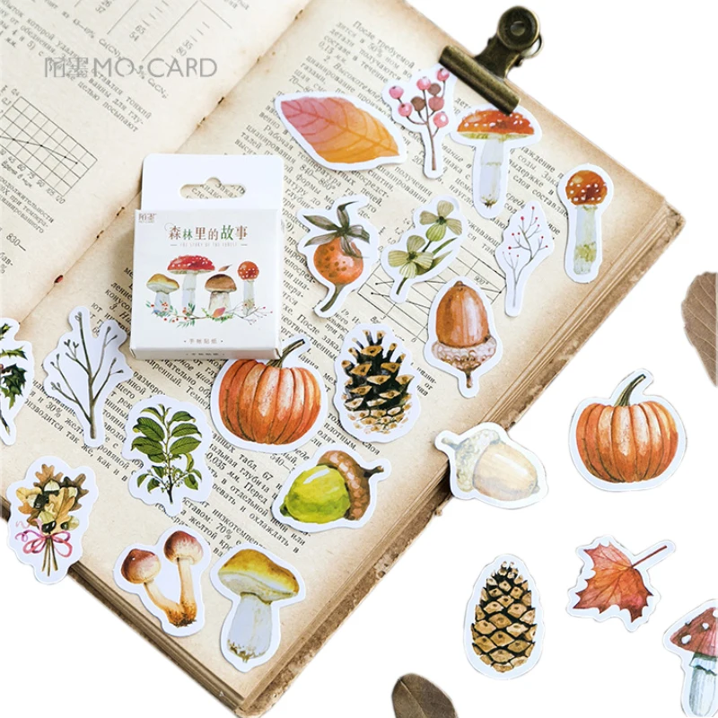 

46Pcs/box Cute The Story In The Forest Paper Label Stickers Decoration DIY Scrapbook Notebook Album seal Sticker Stationery