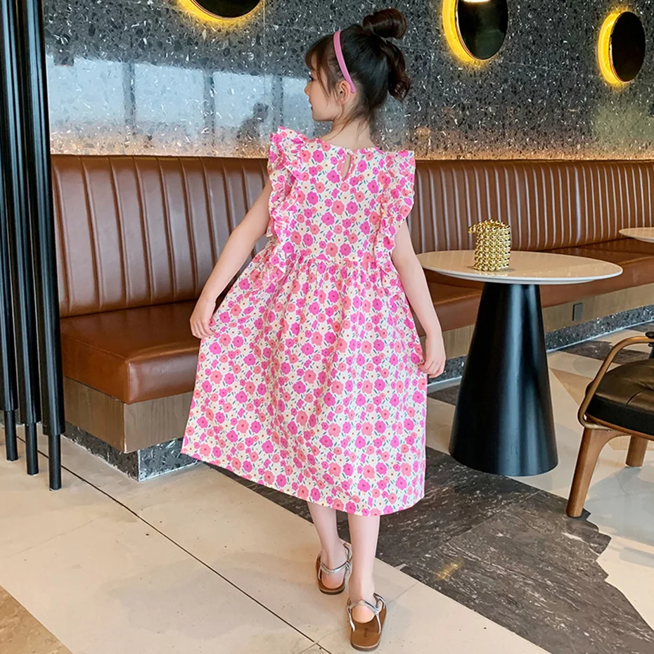 Летнее платье для девочек Повседневное с рукавом летучая мышь одежда