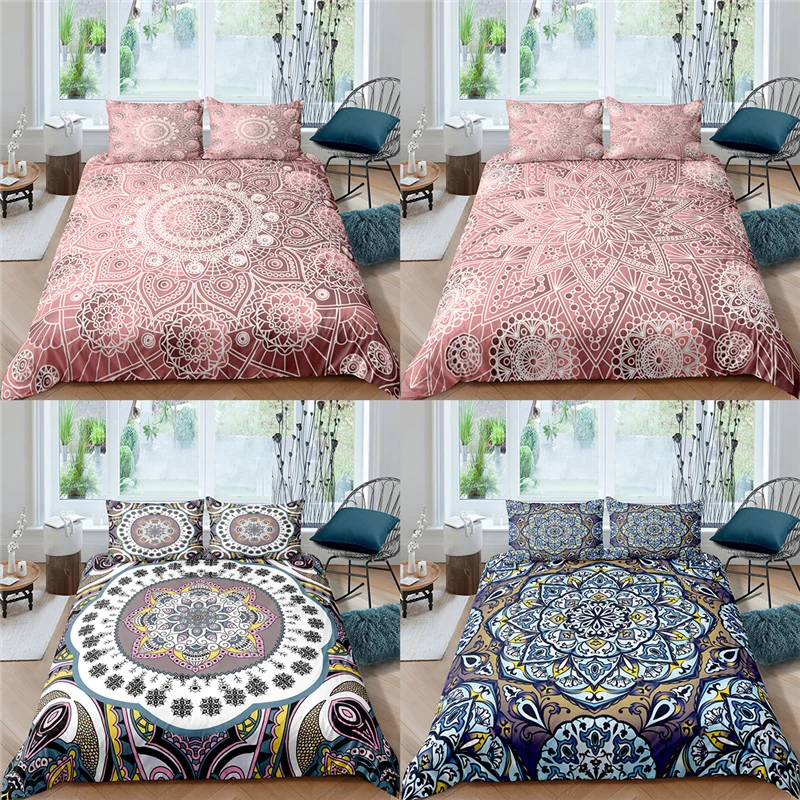 

Luxury 3D Bohemian Mandala Print 2/3Pcs Kid Aldult Bedding Set Duvet Cover Pillowcase Home Textile Single Queen and King Size