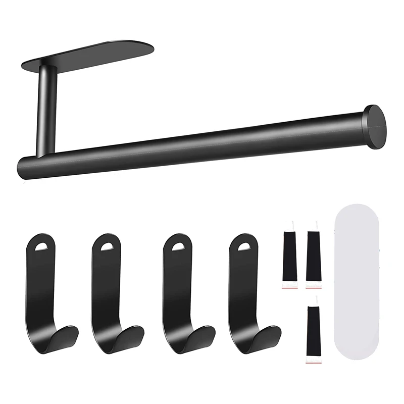 

Paper Towel Holder Under Cabinet With 4PCS Towel Hooks, Paper Towel Holder Wall Mount, Paper Towel Rack For Kitchen