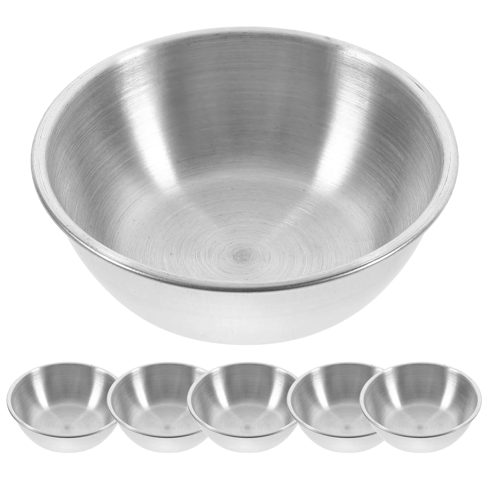 

6 Pcs Disc Dipping Bowls Round Sauce Plate Soy Dishes Condiment Seasoning Stainless Steel For