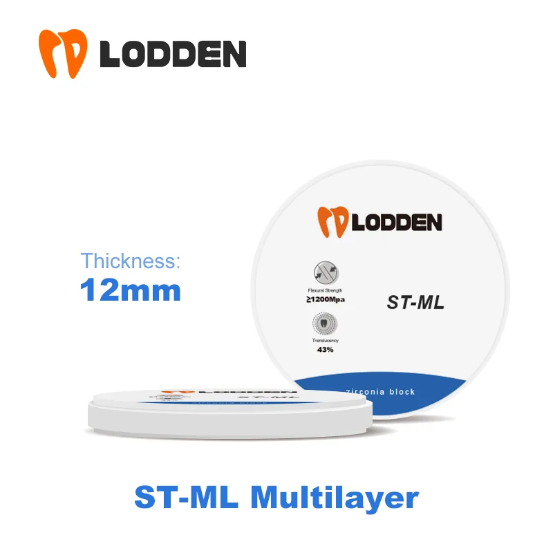 

Dental Lab Zirconia Block ST-ML Multilayer 98*12mm Transparency43% Strength 1200 Block vita16 dental cad cam milling machine