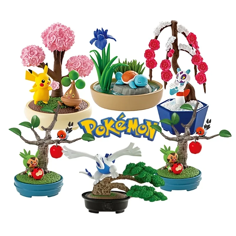 

Original Re-ment Pokemon Bonsai2 Figure Pikachi Usohachi Figurine Zenigame Lugia Yukimenoko Collectible Action Model Toy Gifts