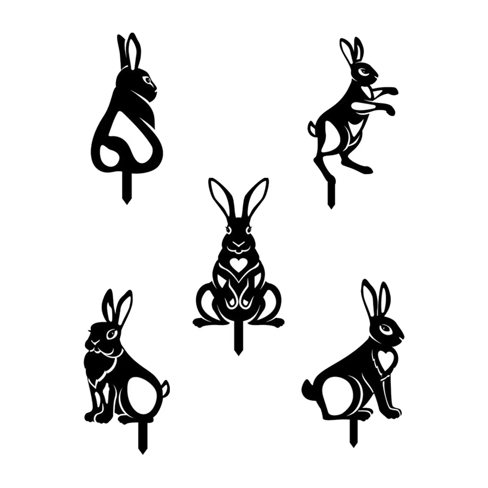 

5-кратный акриловый черный кролик Банни садовый колышек наружная газон патио скульптуры двор животное силуэт колышки украшения