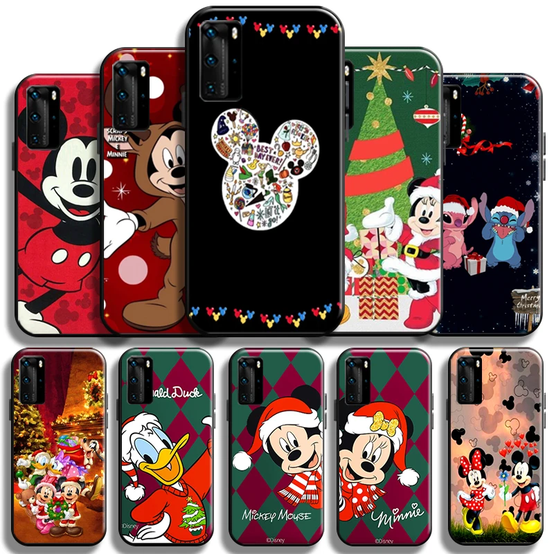 

Mickey Stitch Merry Christmas Phone Case For Huawei P40 P40 Pro Lite 5G Back Shell Cover Liquid Silicon Funda Coque Cases