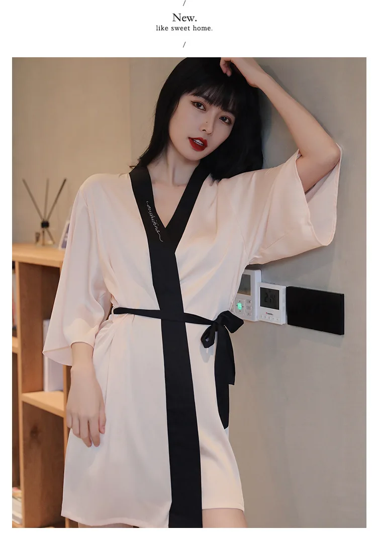 Spring/Summer 2023 new sexy seduction ice silk nightgown women's short sleeve pajamas casual plus-size loungewear