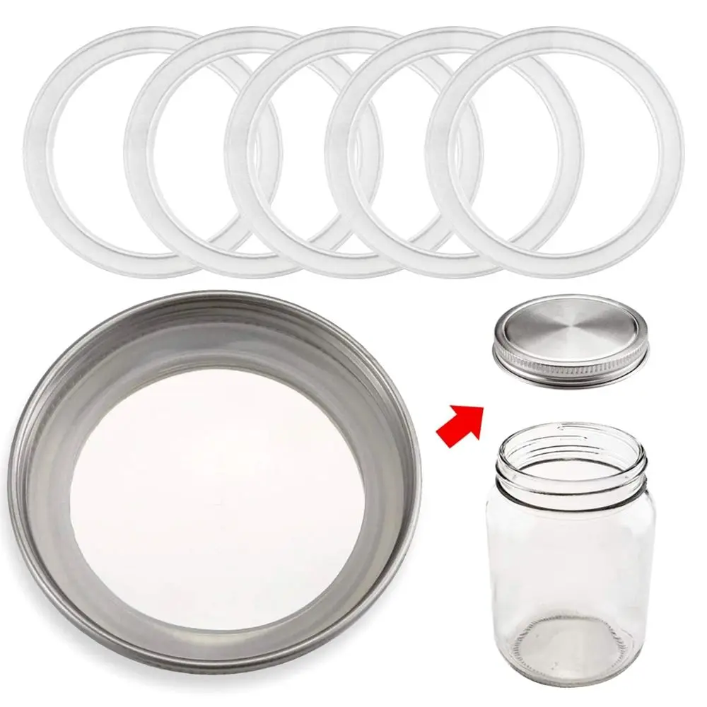 

10pcs/20pcs Reusable Wide Regular Mouth Can Lids Leak Proof for 70mm 86mm Jar Silicone Loop Seal Ring Strip Gasket