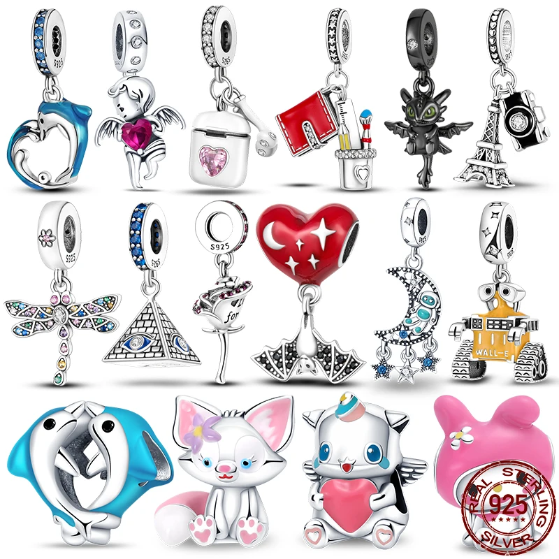 

2022 Новые бусины-шармы из стерлингового серебра 925 пробы в форме персонажа питомца Подходит для Pandora 925 Оригинальный женский серебряный кулон...