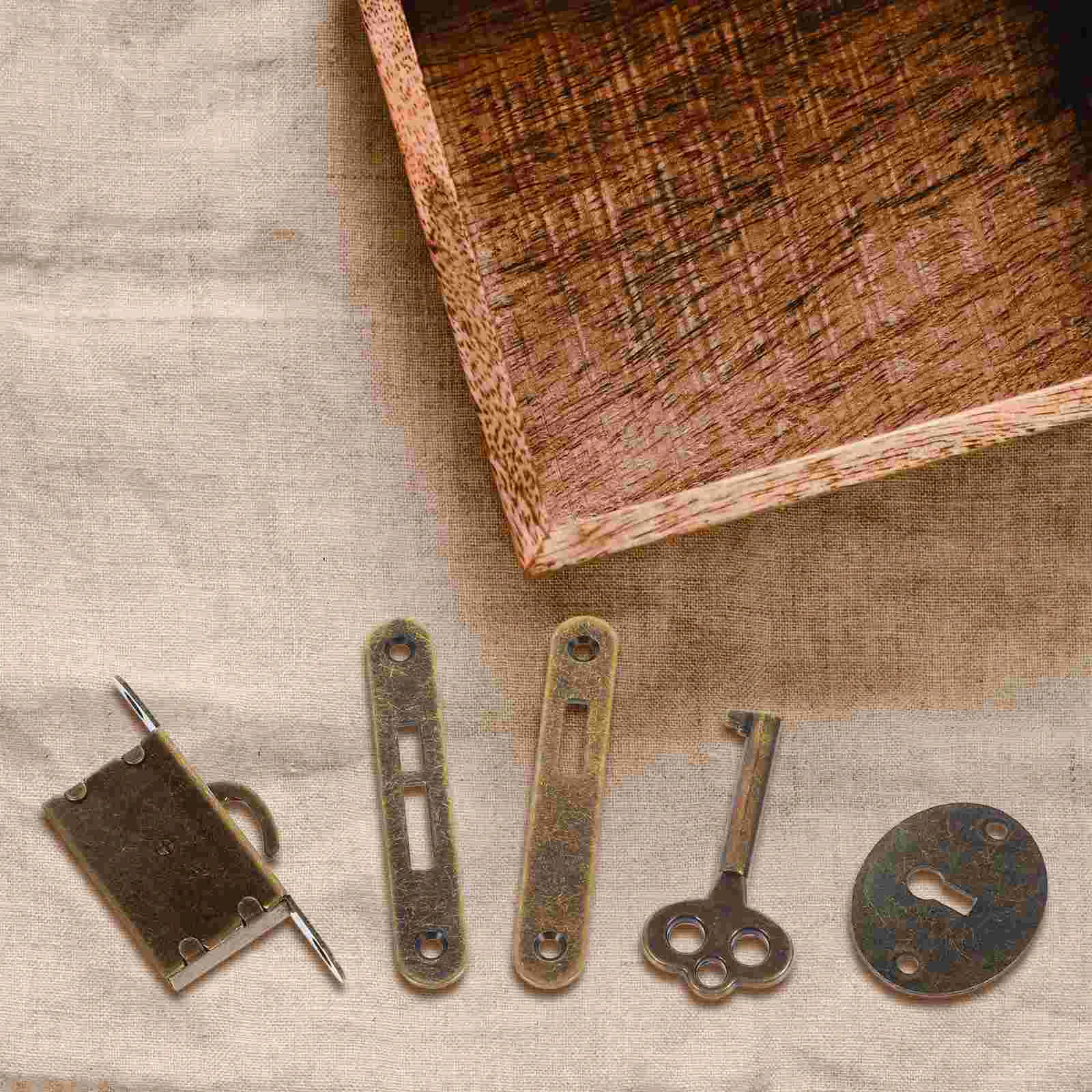 

2 Sets Of Vintage Lock Box Storage Box Lock Box Small Locks Wooden Box Lock Box Lock Vintage Wooden Box Lock Cabinet Lock