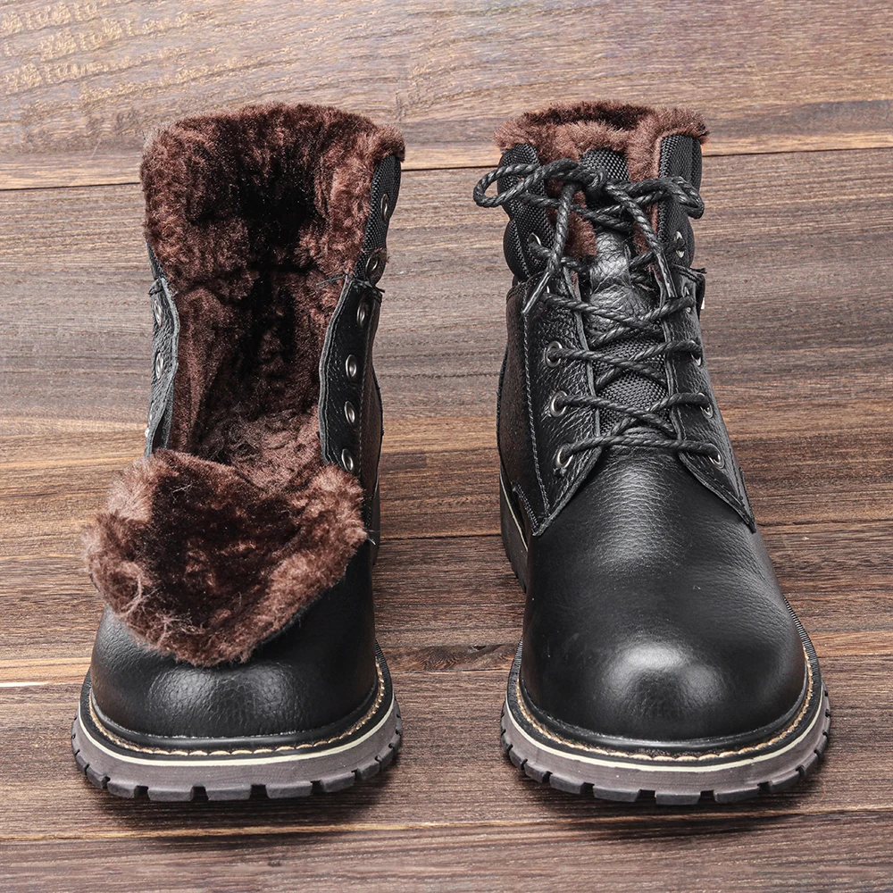 Ботинки мужские зимние стеганые из натуральной коровьей кожи размеры 38-50 #8815 |