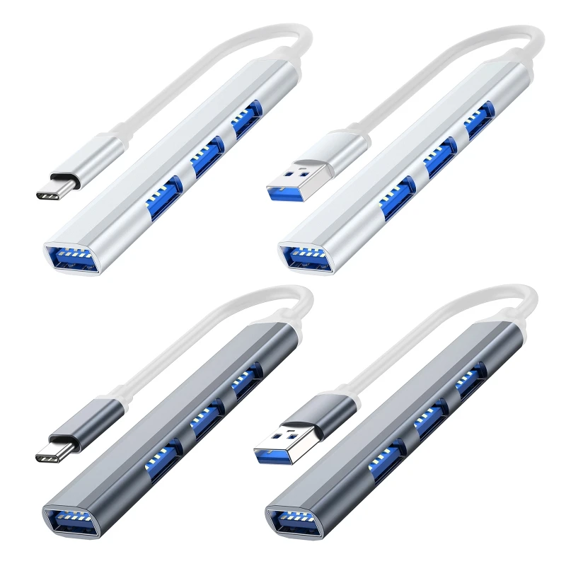 

D7YC USB/Type-C концентратор, многопортовый адаптер 4 в 1, портативное пространство, алюминиевый сплав, 4 порта USB, кардридер SD/TF, совместимый ПК