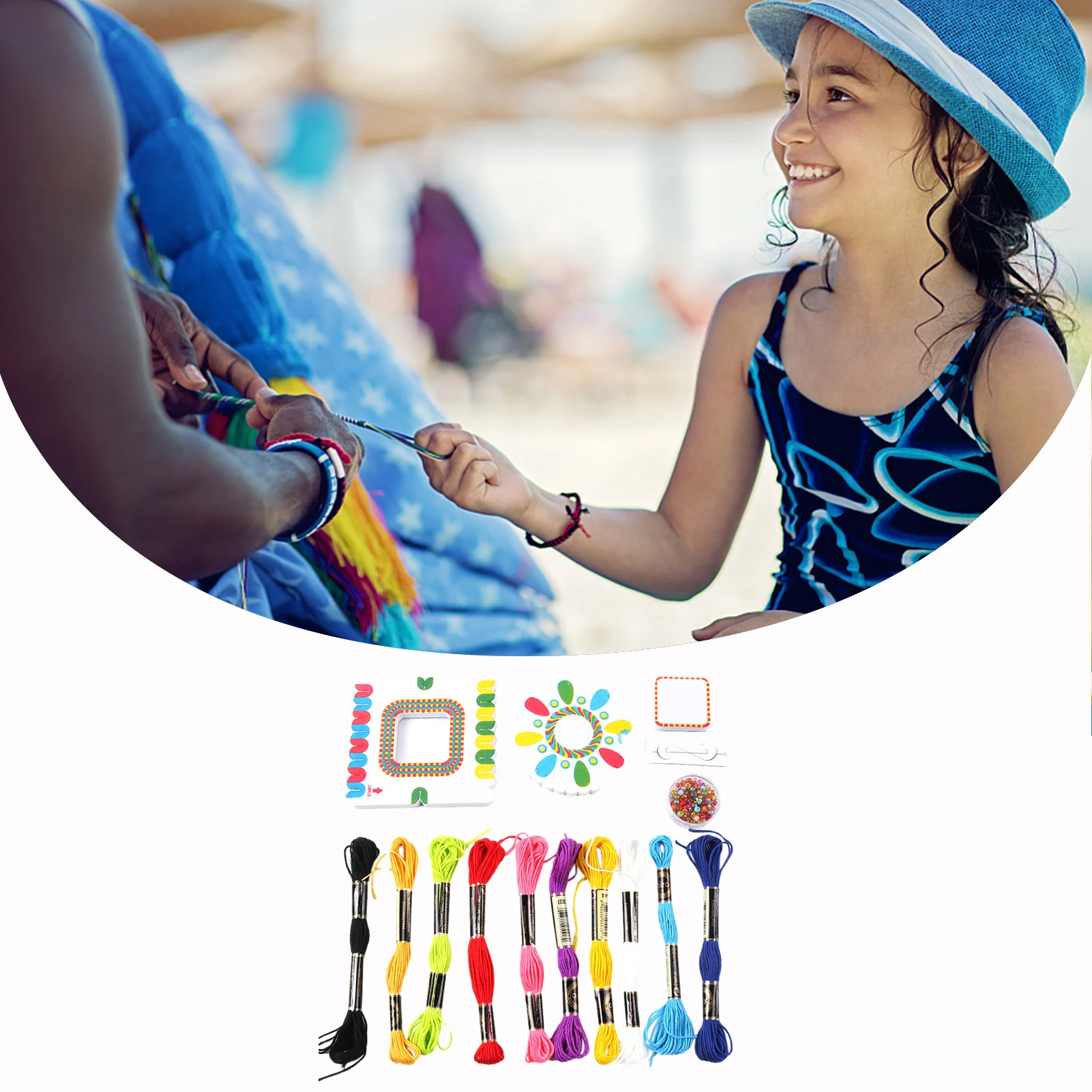 

Набор бисера для изготовления браслетов дружбы, веселая портативная Детская бижутерия, игрушки для творчества, плетеная веревка, товары дл...