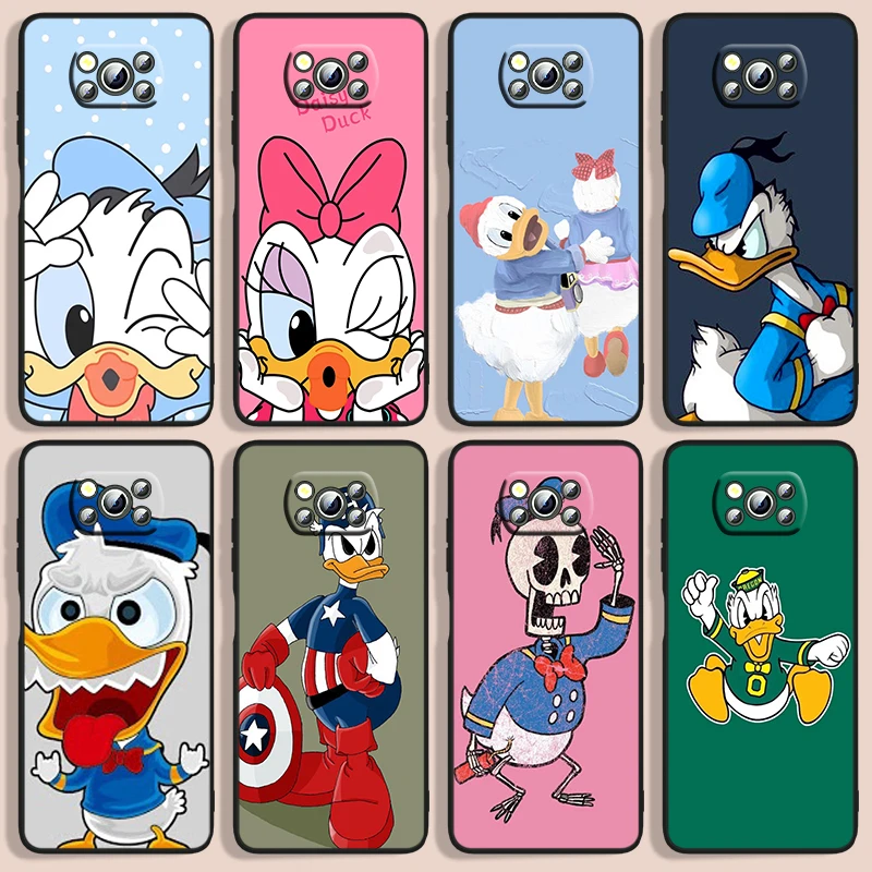 

Donald Duck Phone Case For Xiaomi Poco F1 X2 F2 X3 C3 M3 F3 X4 M4 F4 Pro 5G 4G NFC GT Black luxury Silicone Funda Cover Back