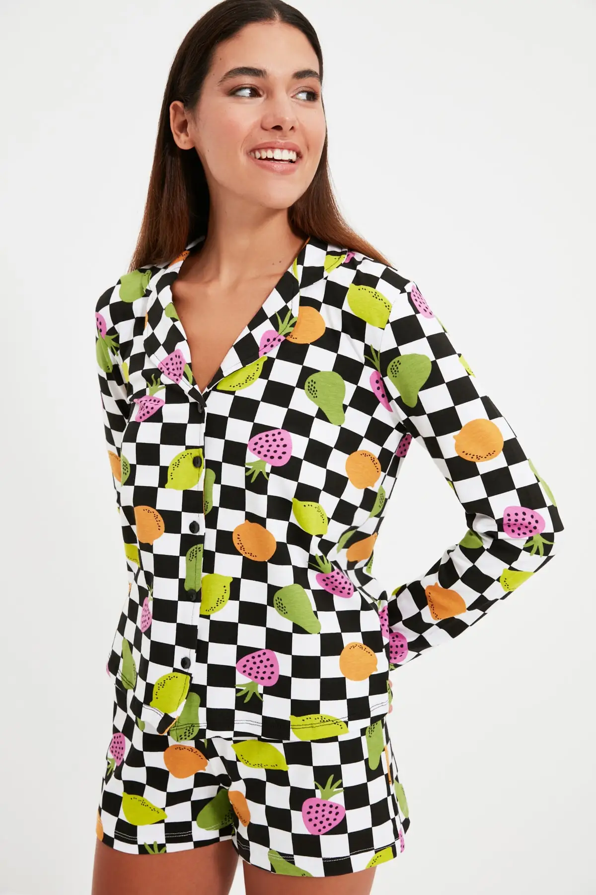 

Trendyol Checkerboard Printed Knitted Pajamas Set THMAW22PT0125