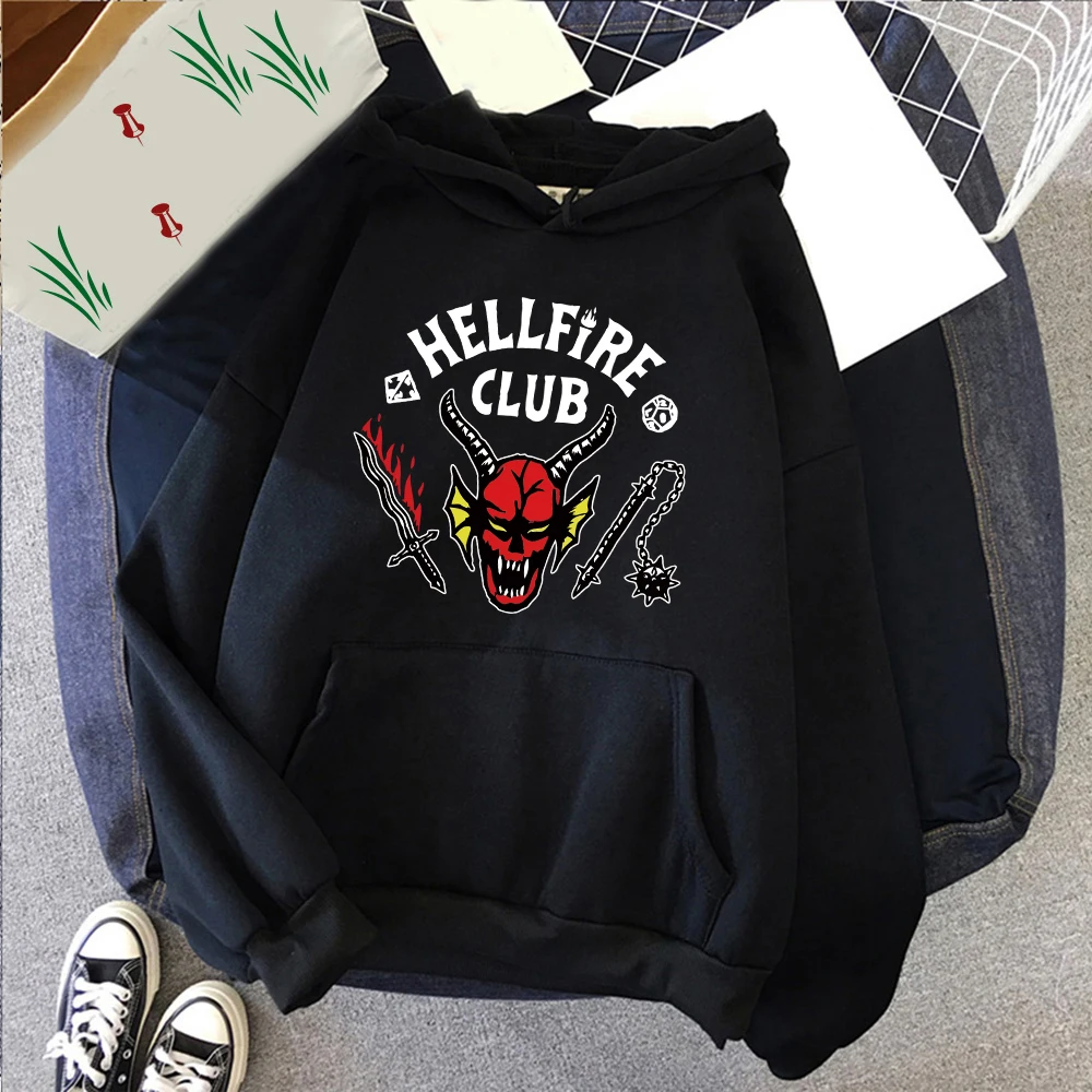

2022 Hellfire Club Printed Long Sleeve Hoodie Pullover Sweatshirt Cloth Sweatshirt Hip Hop Classic Hoody Tops Women Clothing