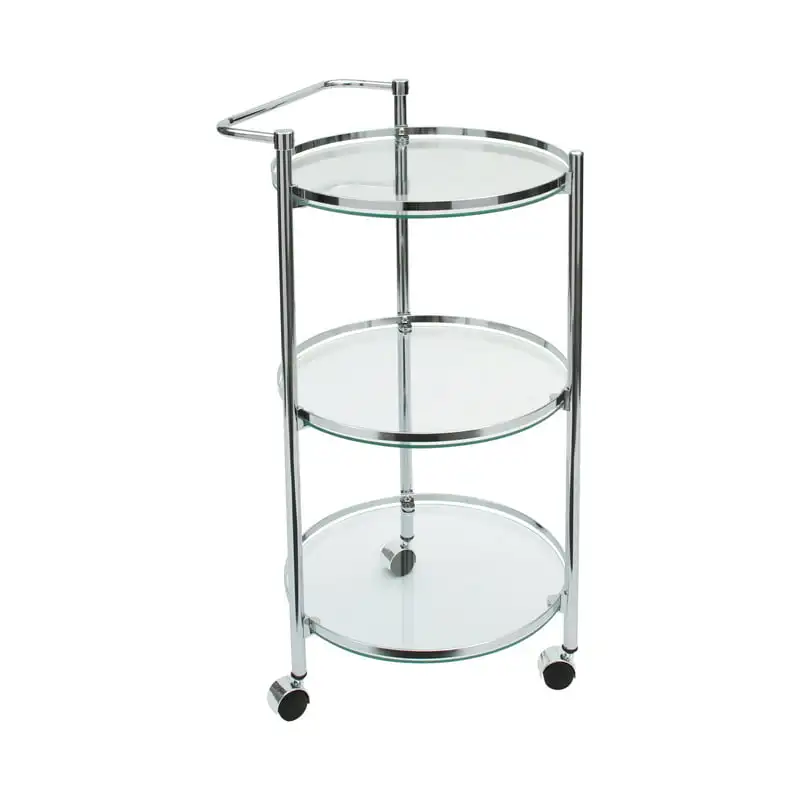 

Circular Tempered Glass Rolling Kitchen Serving Cart