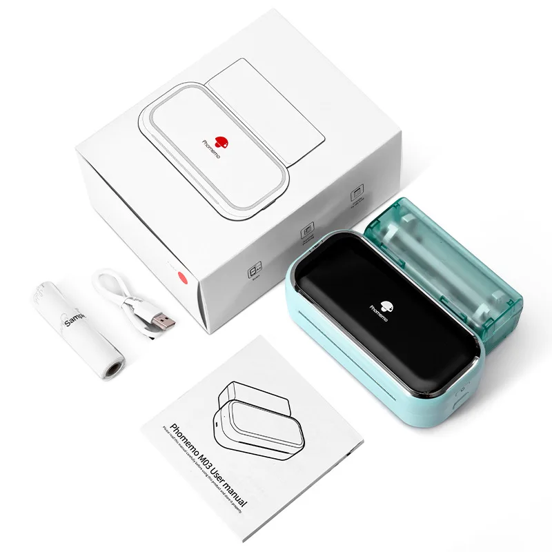 

Портативный фотопринтер Phomemo M03, 203 точек/дюйм, беспроводной мобильный термопринтер, карманный мини-принтер наклеек для этикеток для IOS + Android