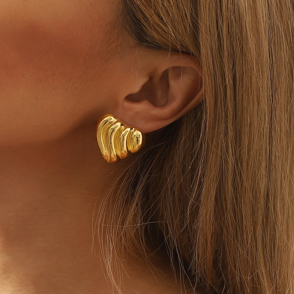 Серьги-гвоздики из нержавеющей стали женские толстые серьги золотого цвета в