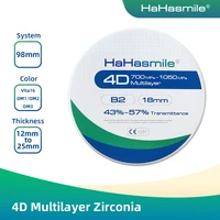 hahasmile zirconia 4d multilayer 98 b2 from 43%e2%84%83 to 57%e2%84%83 gradient for transparency onlay teeth crown restoration material