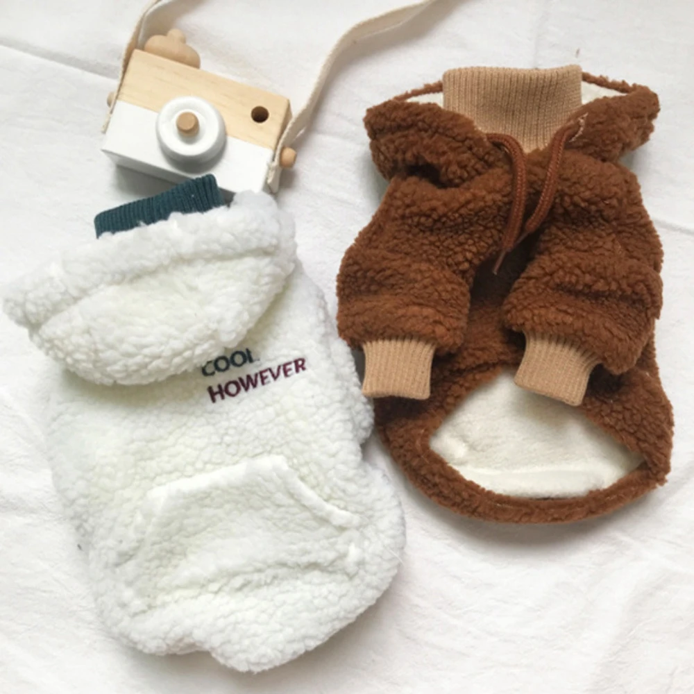 

Warm Pet Hooded Clothes Winter Plush Fleece Padded Coat Jacket with Zipper for Chihuahua Bulldog Dog Cat Costume Outfit