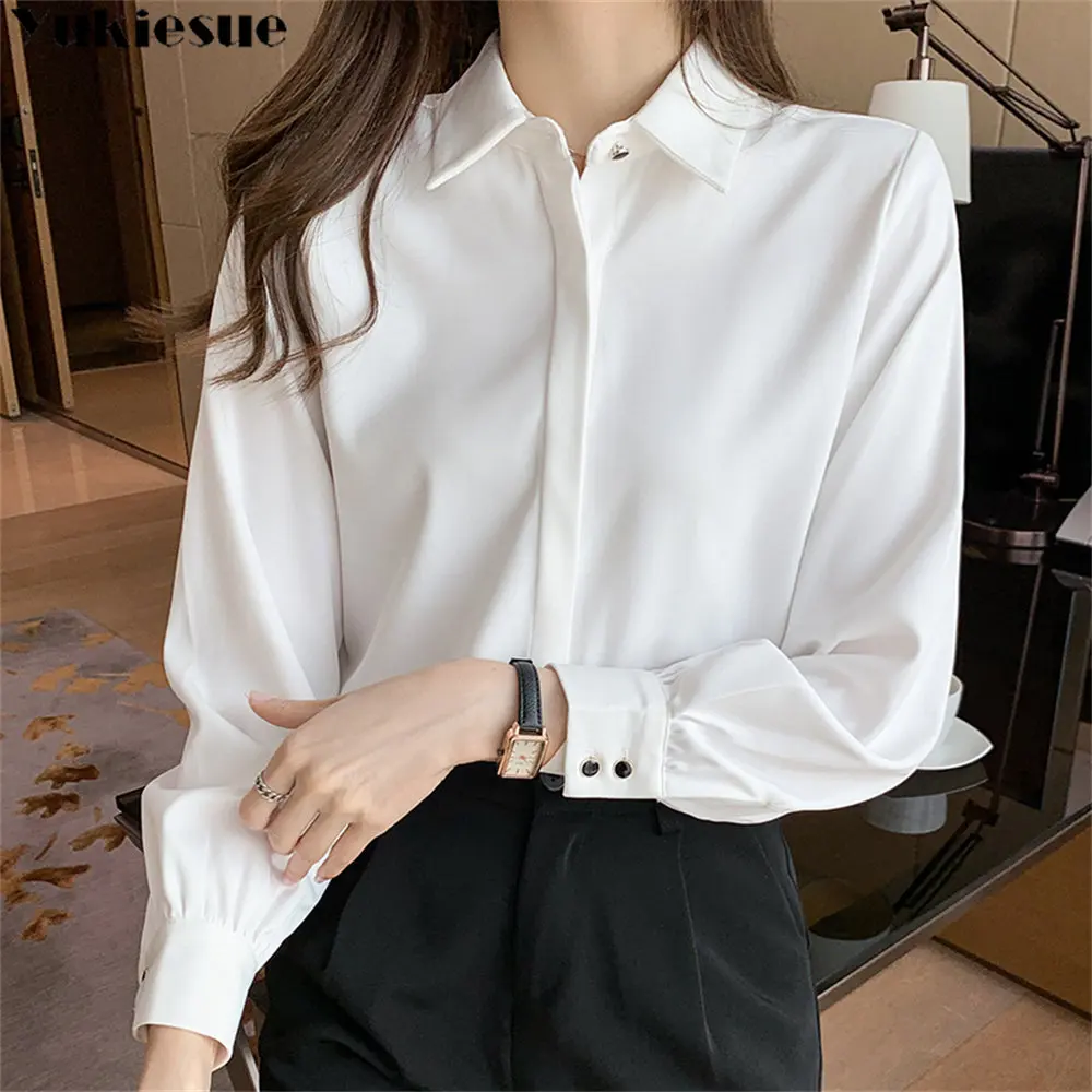 

Spring Fashion Simple Elegant Loose Korean Long Sleeve Covered Button Comfortable Blouses Straight Harajuku Solid Shirt Women