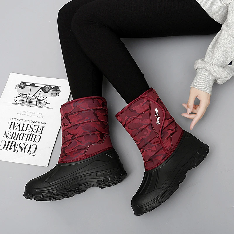 Women's Snow Boots Women Hiking Ankle Shoes Outdoor High Top Warmth Casual Shoes Tall Barrel Camping Footwear Lace-up