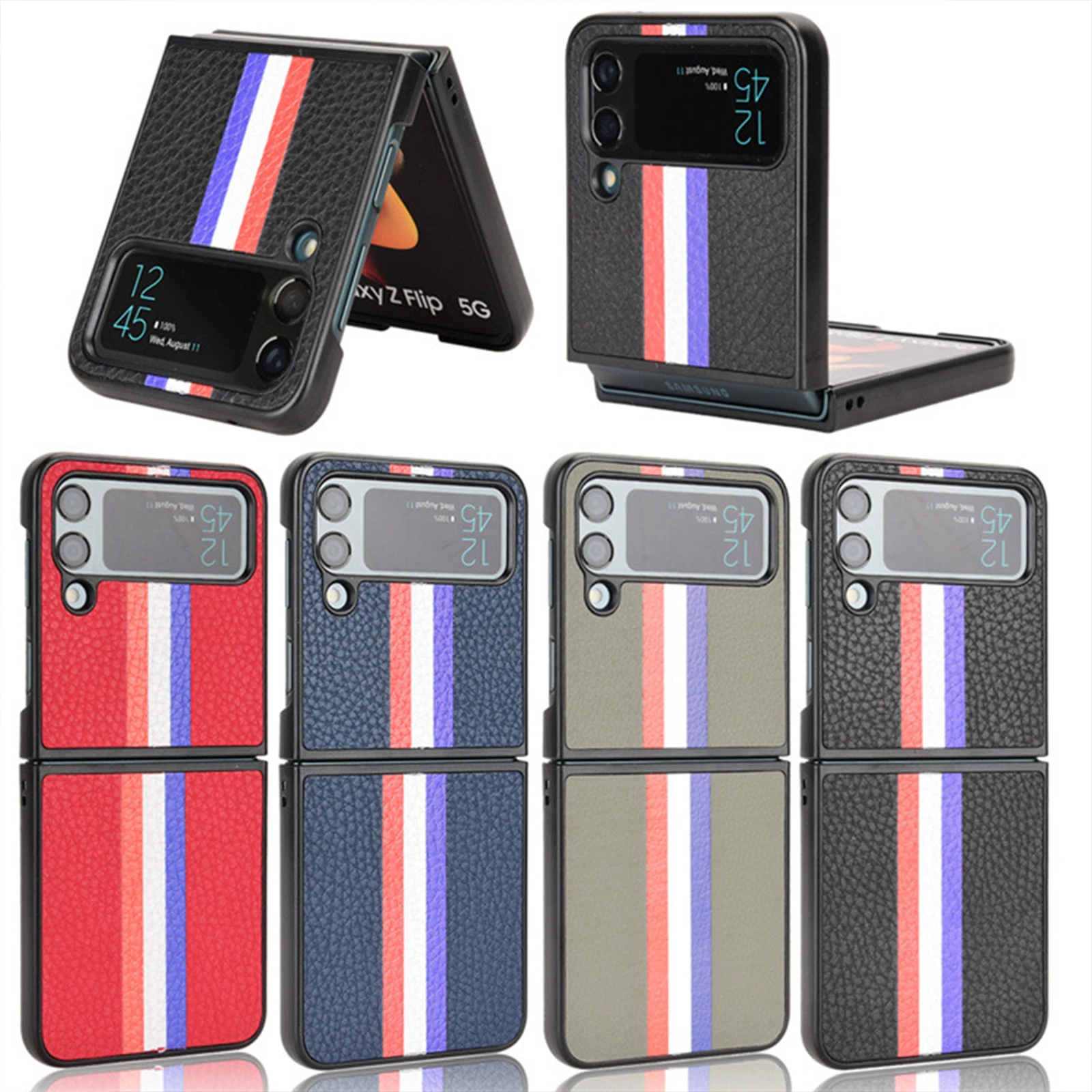 

Leather Case for Samsung Galaxy Z Flip 4 5G PU Leather Folding Phone Case Slim Leather Shockproof Protective Case Cover