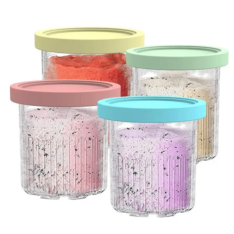 

Ice Cream Containers With Lids Reusable Storage Jars With Air Tight Lid For Gelato Ice Cream Milkshakes KItchen Accessories