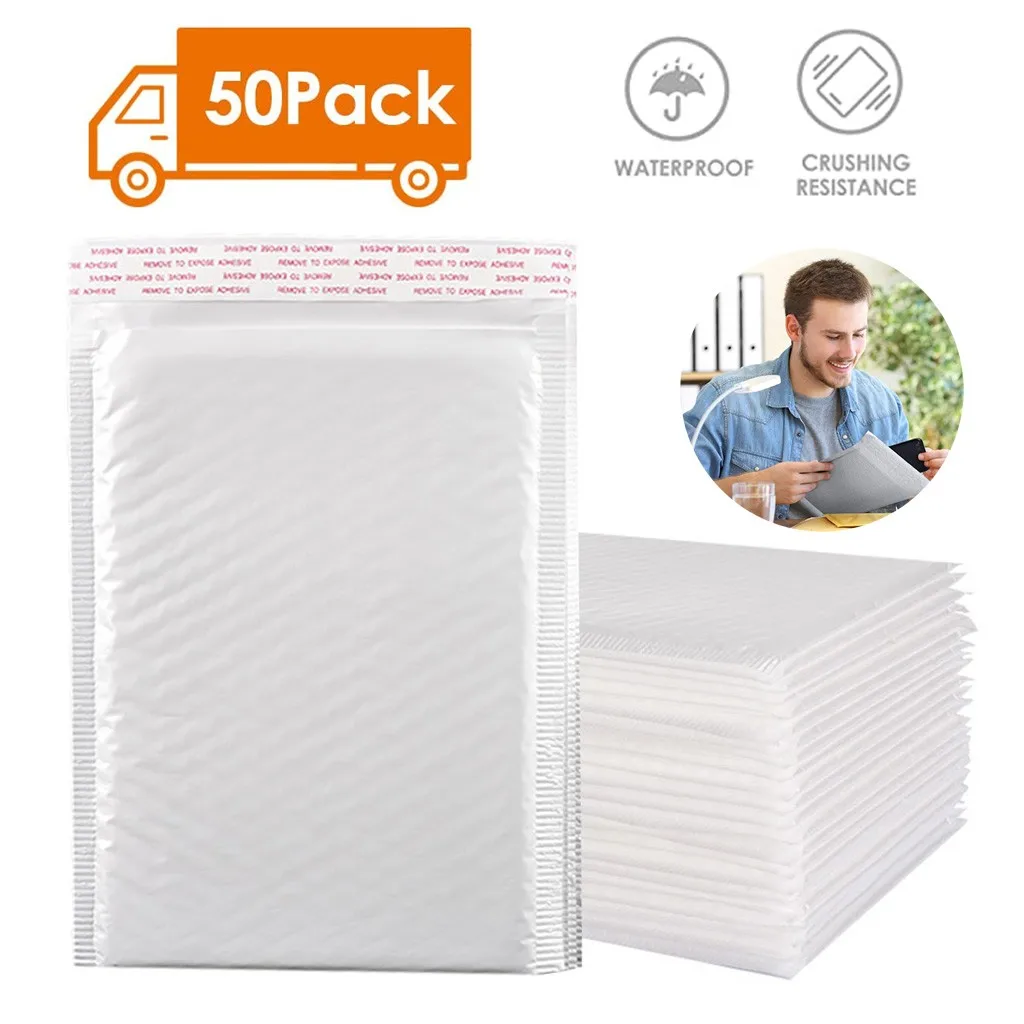 

50 Pcs White Foam Envelope Bags Self Seal Mailers Padded Shipping Envelopes With Bubble Mailing Bag Shipping Packages Bag