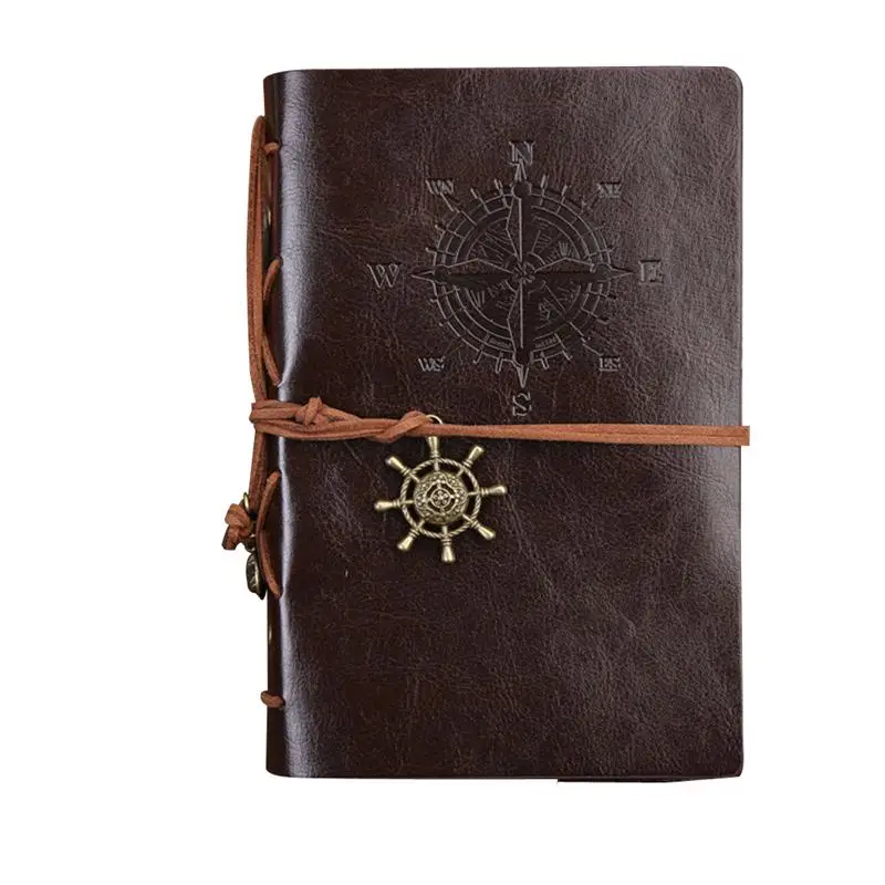 

Retro Leather Cover Refillable Blank Line Spiral Notebook Corsair Pendants Nautical Journal Planner Diary Loose-leaf Sketchbook