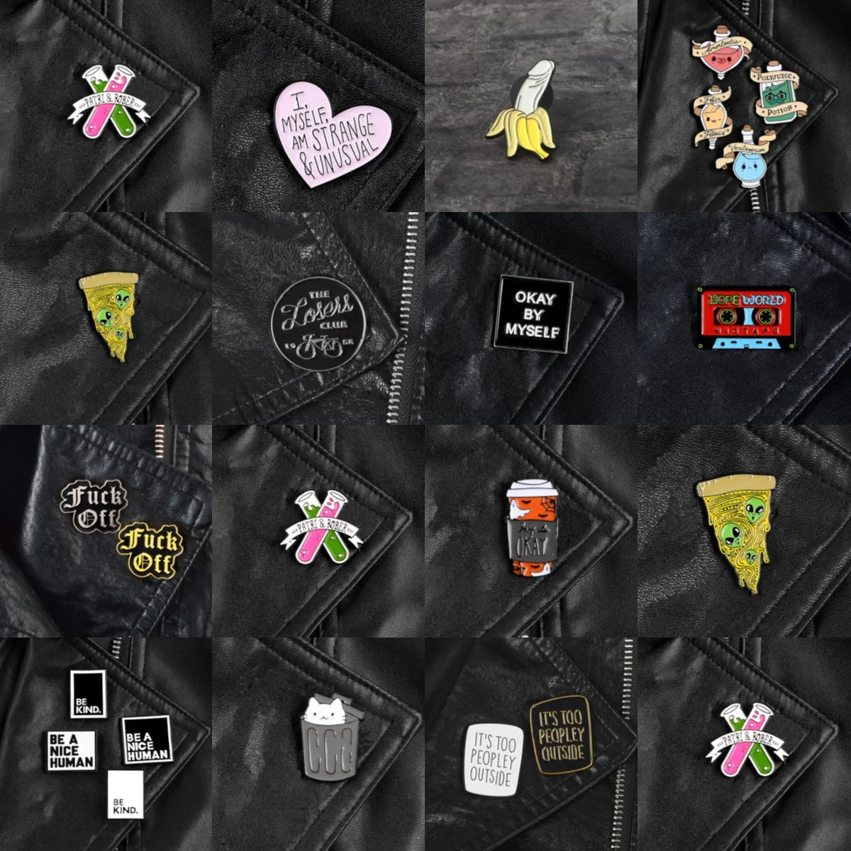 

Creative Enamel Pin Cartoon Character Brooch Funny Badges Inspirational Quotes Sentences Friends Gift