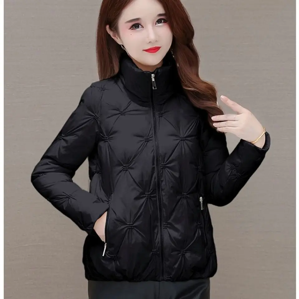 

Parka Women's Short Coats Jackets 2022 Winter New Fashion Cotton-Padded Turtleneck Zipper Splicing Frivolous Skinny Parkas Woman