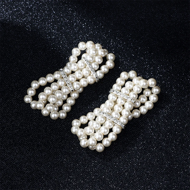 Браслет из стекла с имитацией жемчуга 3 ряда