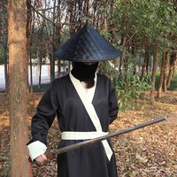 traditional chinese style kung fu bamboo weave hat shaolin japanese samurai cosplay oriental headwear prop shade straw caps hat