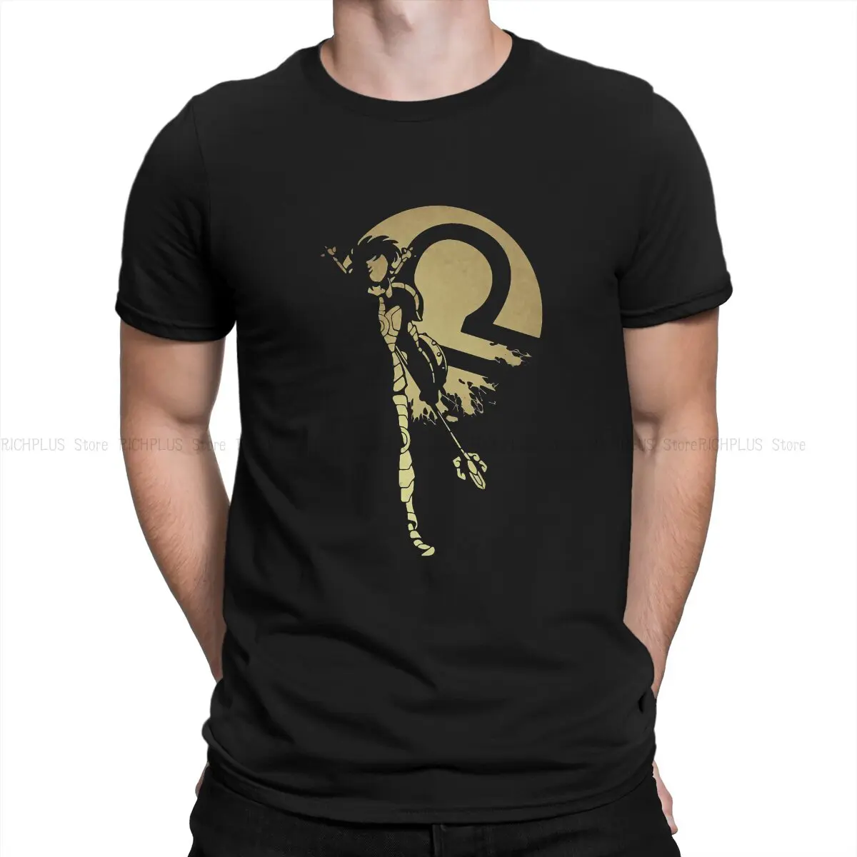 

Gold Saint Libra TShirt For Men Saint Seiya Clothing Novelty Polyester T Shirt Homme