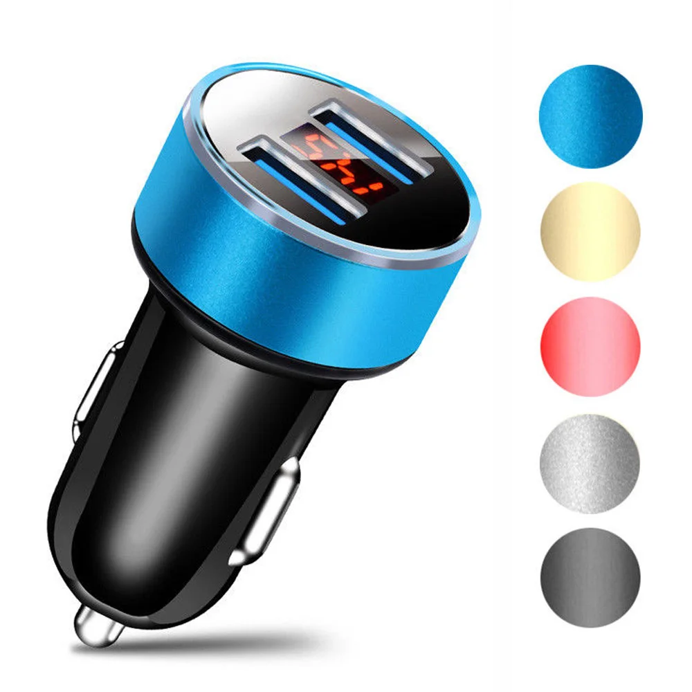 

2022 New LED Dual USB Car Charger 2 Port Adapter Socket Multifunctional Intelligent Car Digital Display Charger 5V-4.8A