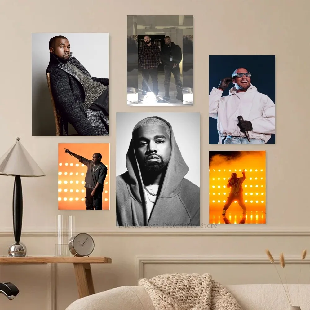 1 шт. K-Kanye West Rapper музыка самоклеящийся искусство постер для кофейни бара комнаты