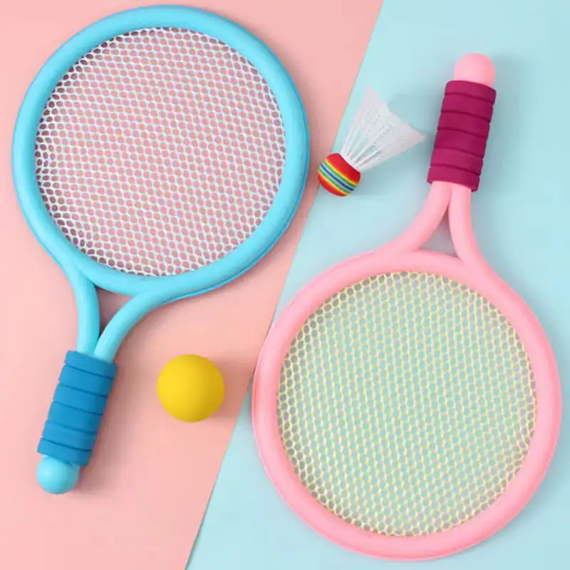 Childrens Badminton Tennis Racket Toy Set 2 in 1 Indoor Outdoor Racket Toy Pink