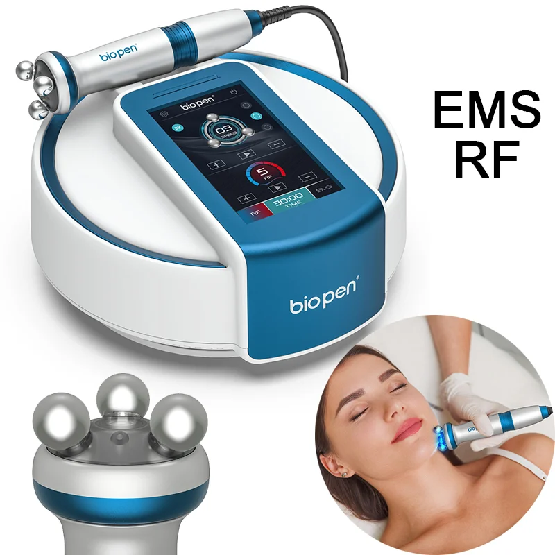 

EMS Micro Current LED Blue Light Therapy 360 Rotating RF Roller Massage Skin Tightening Face Lift Anti-wrinkle Biopen T6 Beauty