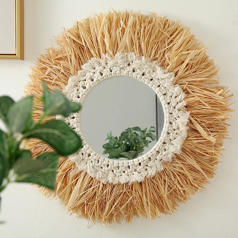

Mirror Home Decoration Wall Decoration Handmade Cotton Rope Makeup Mirror Wind Chimes Hanging Decorations