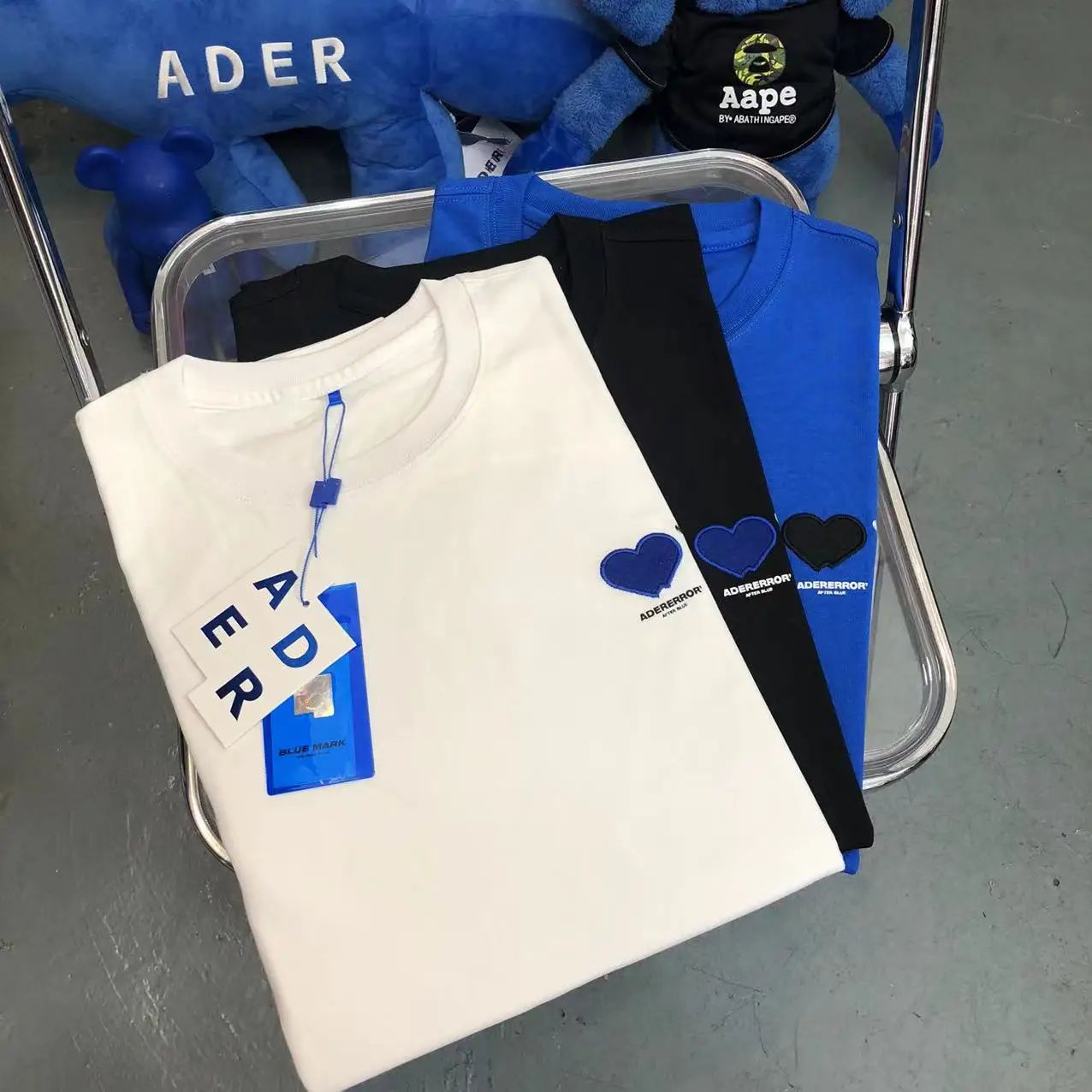 

Ader error T-shirt high quality luxury little love embroidery Korean women's summer wear oversized Klein Blue Y2K men's T-shirt