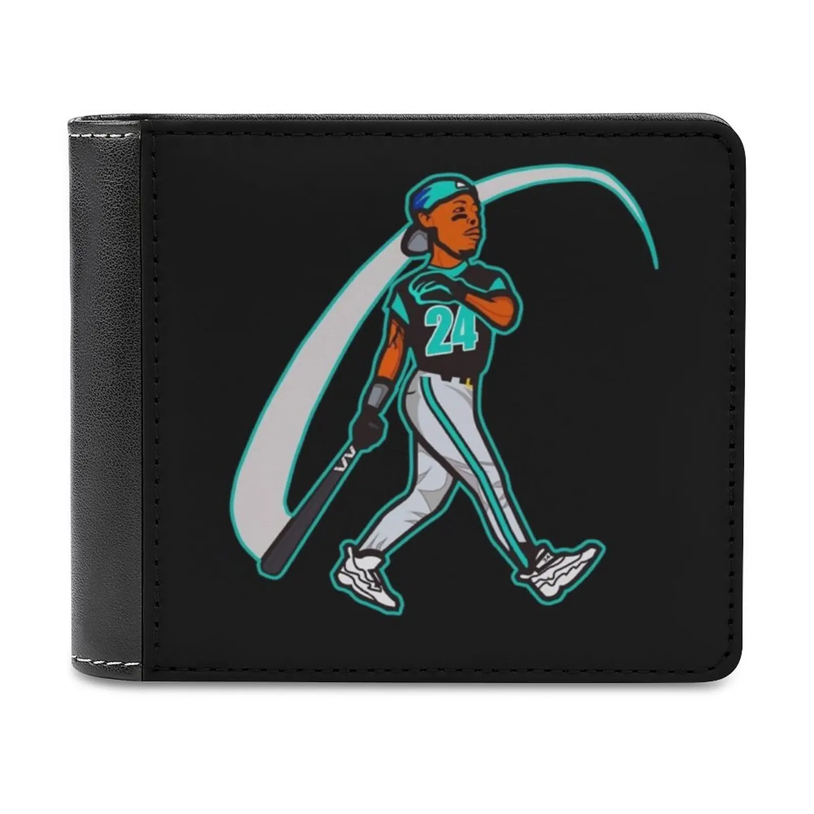Фото Ken Griffey Jr винтажный кожаный кошелек мужской классический черный кошелек держатель для кредитных карт модный мужской кошелек бейсбол Ken Griffey Jr №1