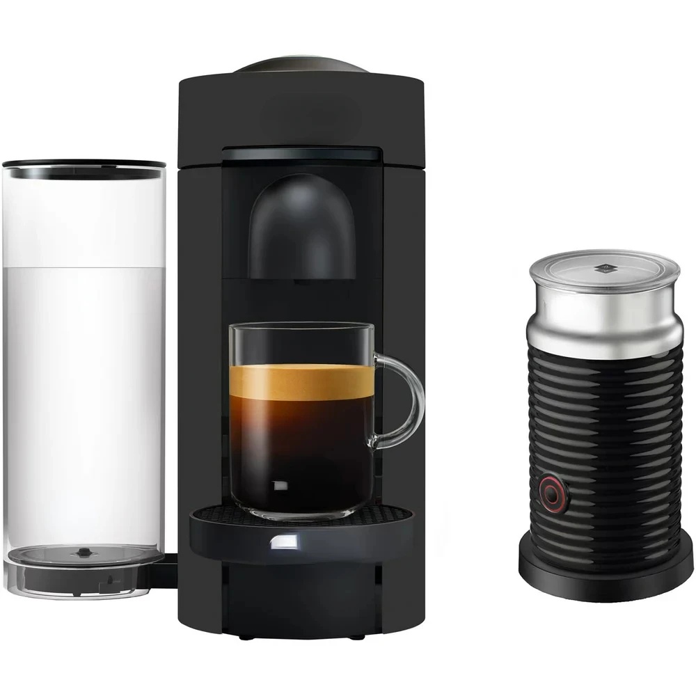 

Coffee & Espresso Single-Serve in Black Matte and Aeroccino Milk Frothier in Black Stainless steel milk jug Taza espumadora de