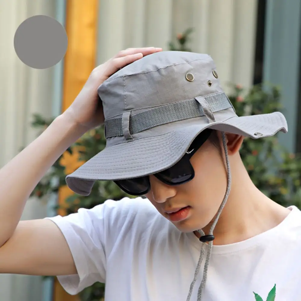 

Men Fishing Wide Brim Outdoor Sun Hat Neck Flap Cover Bucket Hat Hiking Cap