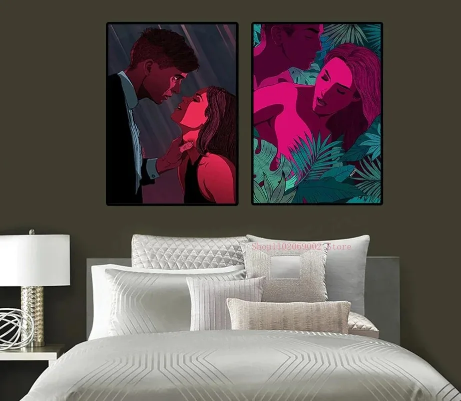 Сексуальные Пары Телесного Цвета На Холсте Современный Стиль Настенный Декор