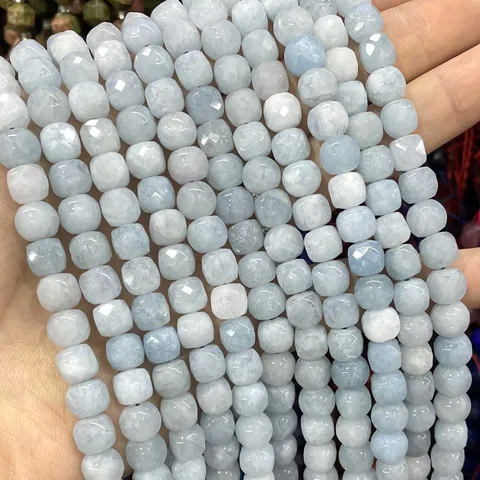 Квадратные бусины аквамарин халцедон 7-8 мм SYSRXLR