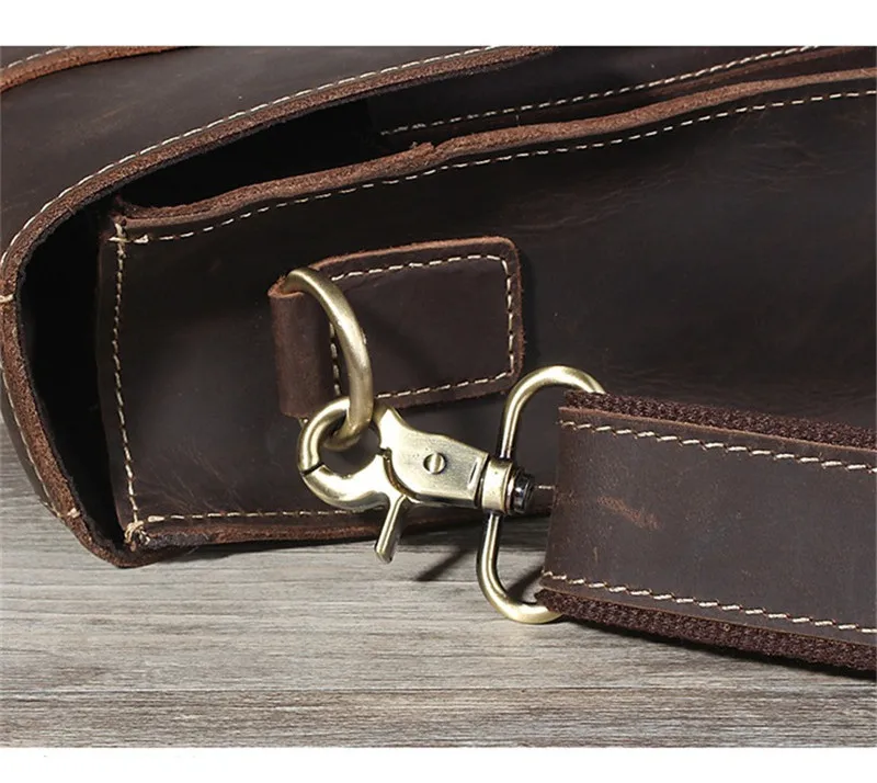 Retro Fashion Handmade Designer Crazy Horse Leather Men's Coffee Briefcase Daily Outdoor Office Lawyer laptopp Handbag teenager